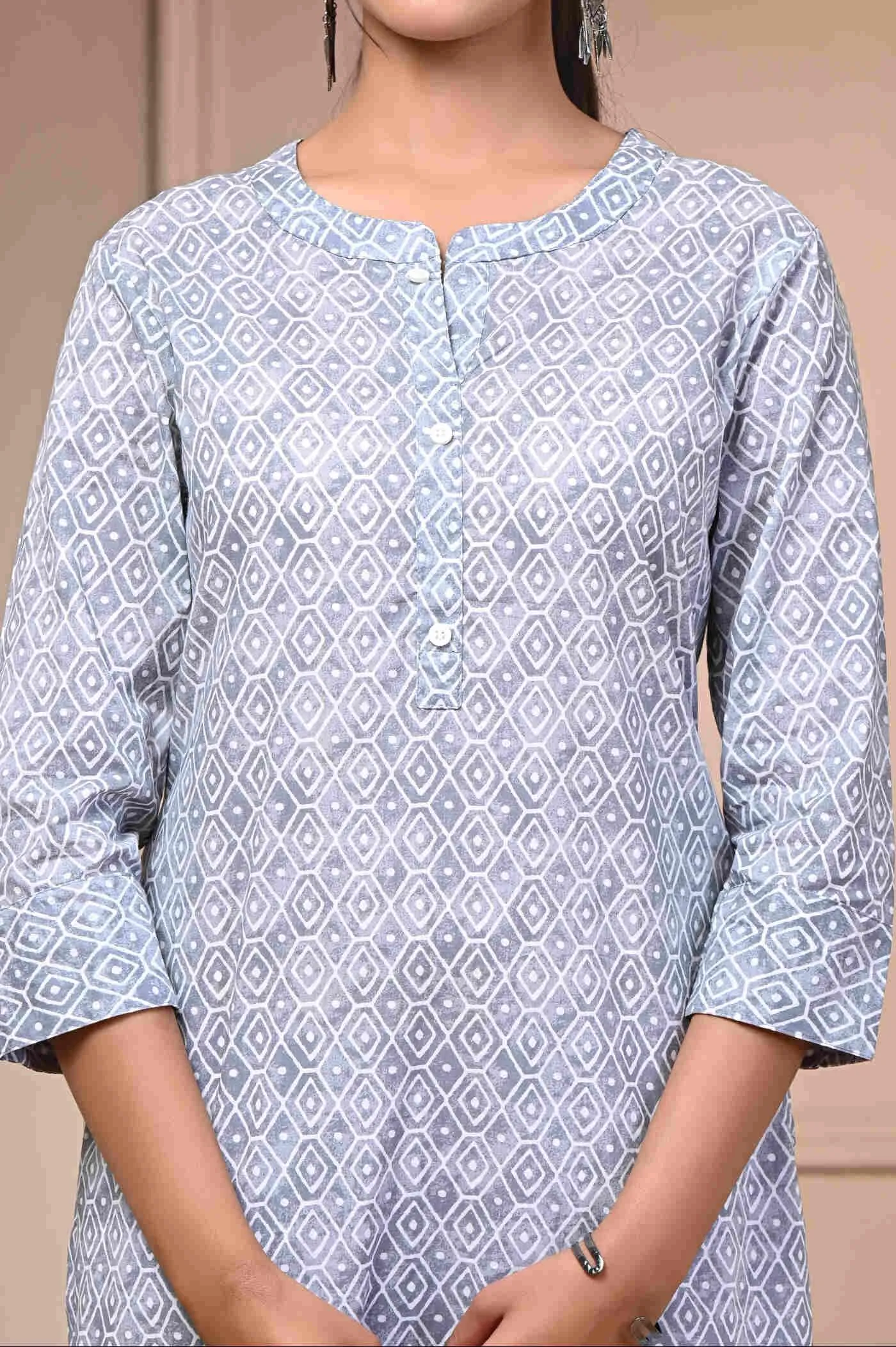 Elegant Grey Printed Kurti