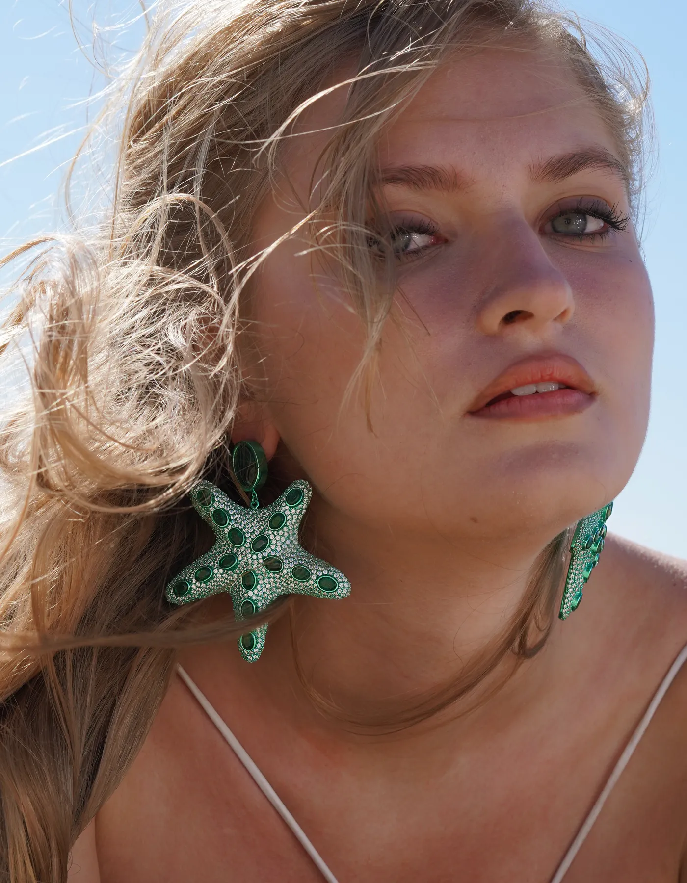 Emerald Starfish Earrings