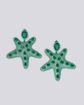 Emerald Starfish Earrings