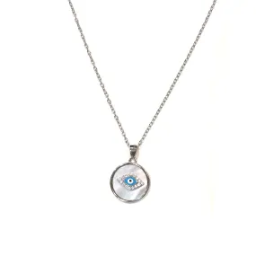 Evil Eye Mother Of Pearl Pendant Necklace