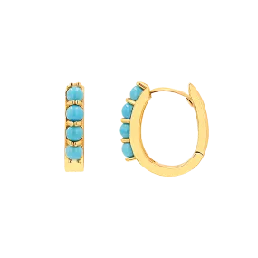 Genuine Turquoise Paper Clip Huggie Hoops