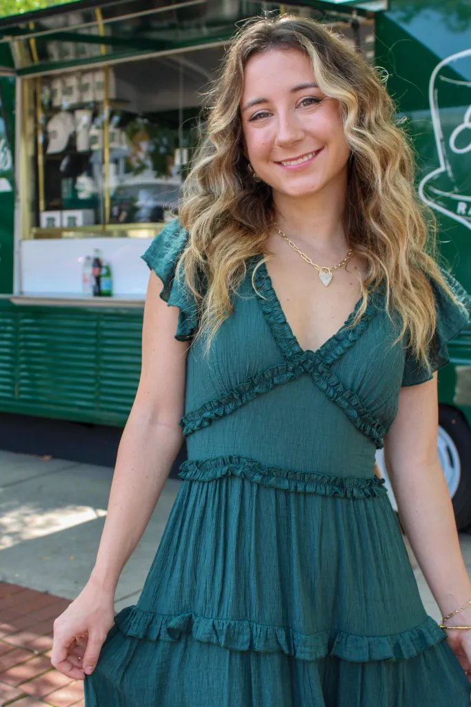 Hey Darling Midi Dress In Hunter Green