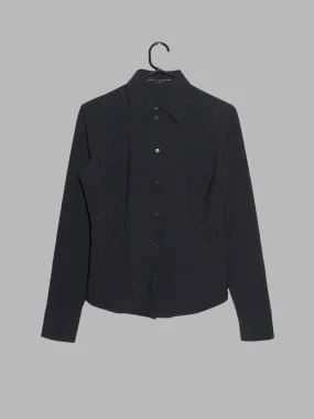 Jean Colonna grey stretch wool long sleeve shirt with welt pockets - sz 42
