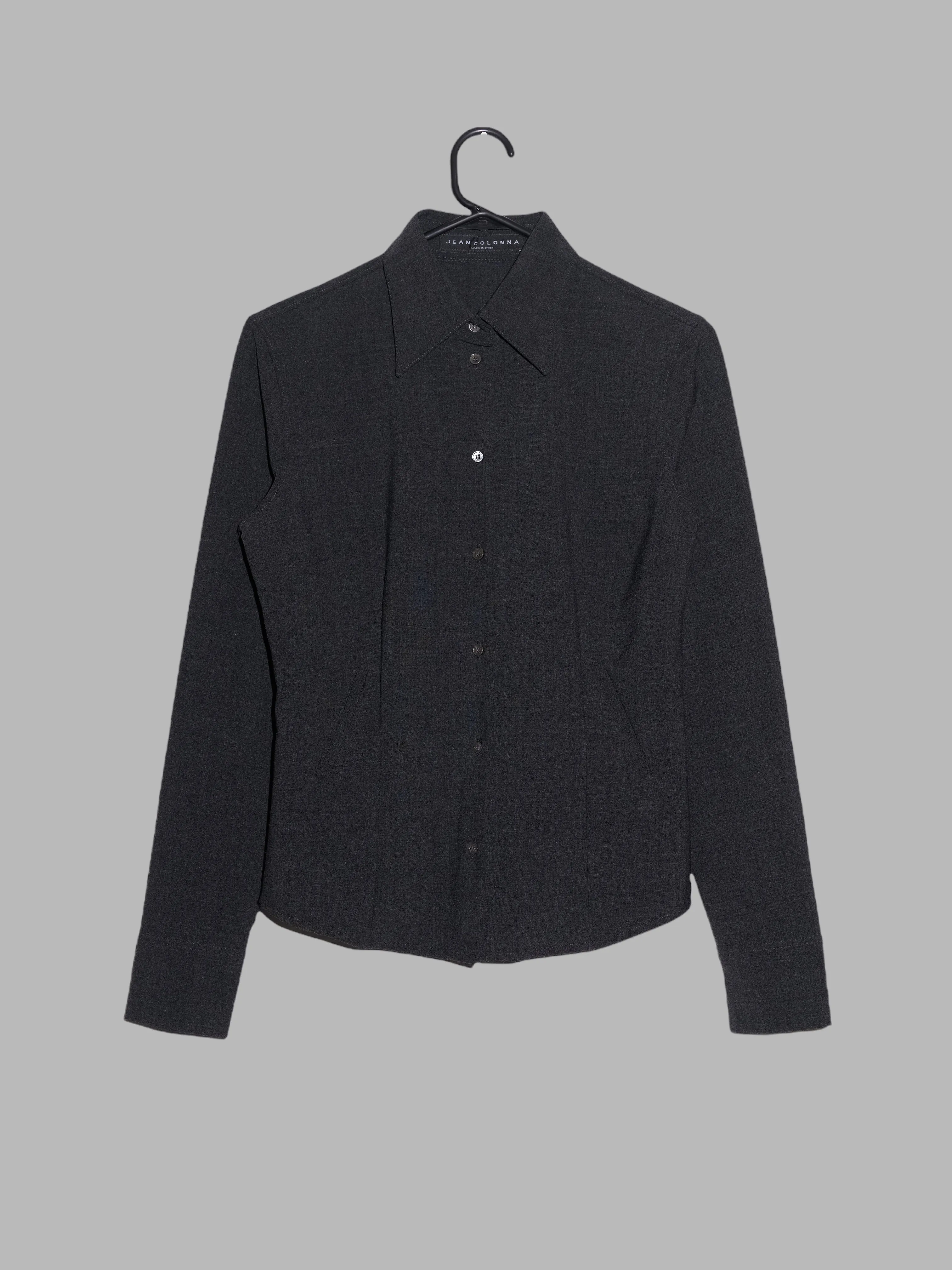 Jean Colonna grey stretch wool long sleeve shirt with welt pockets - sz 42