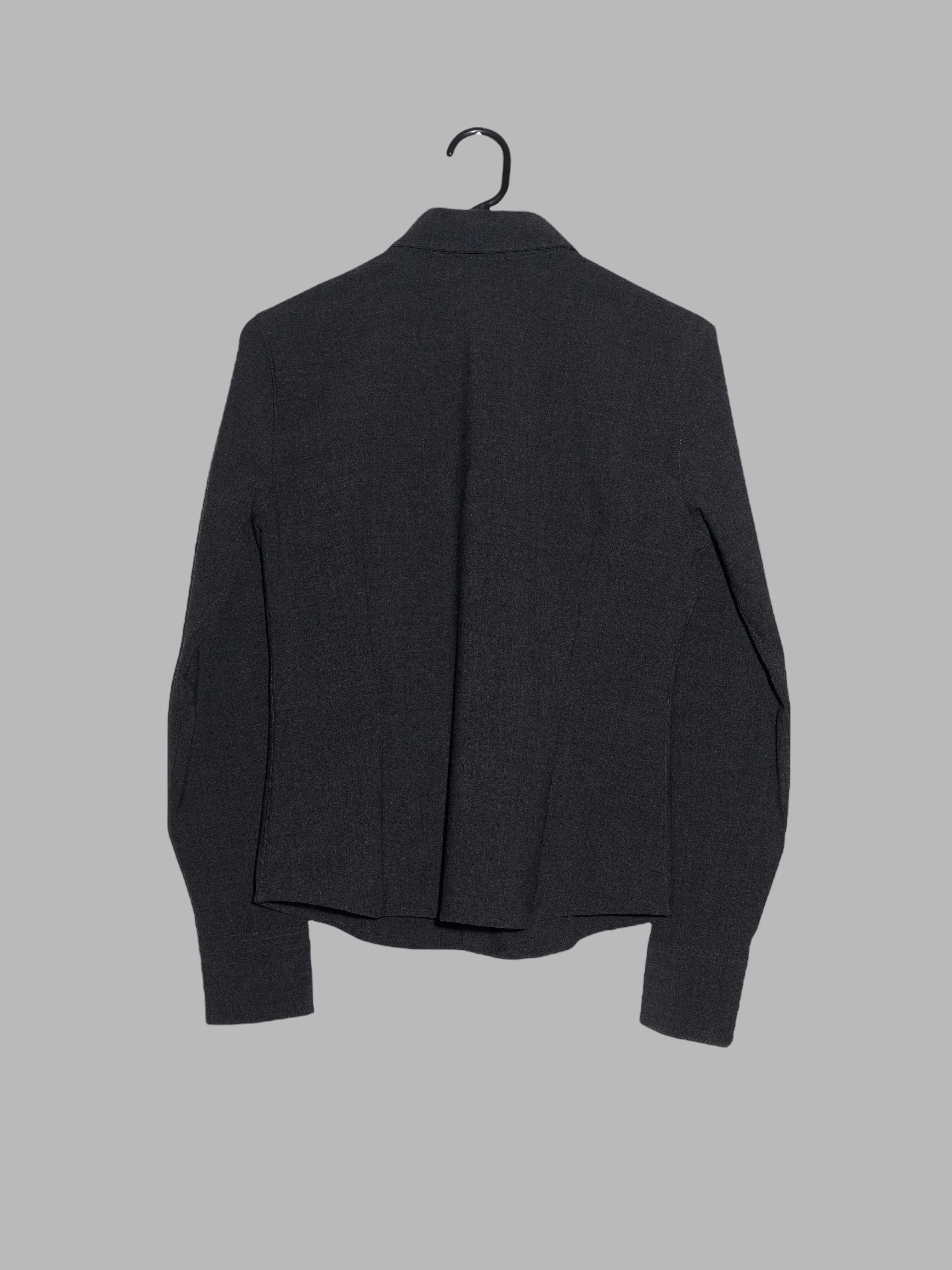 Jean Colonna grey stretch wool long sleeve shirt with welt pockets - sz 42
