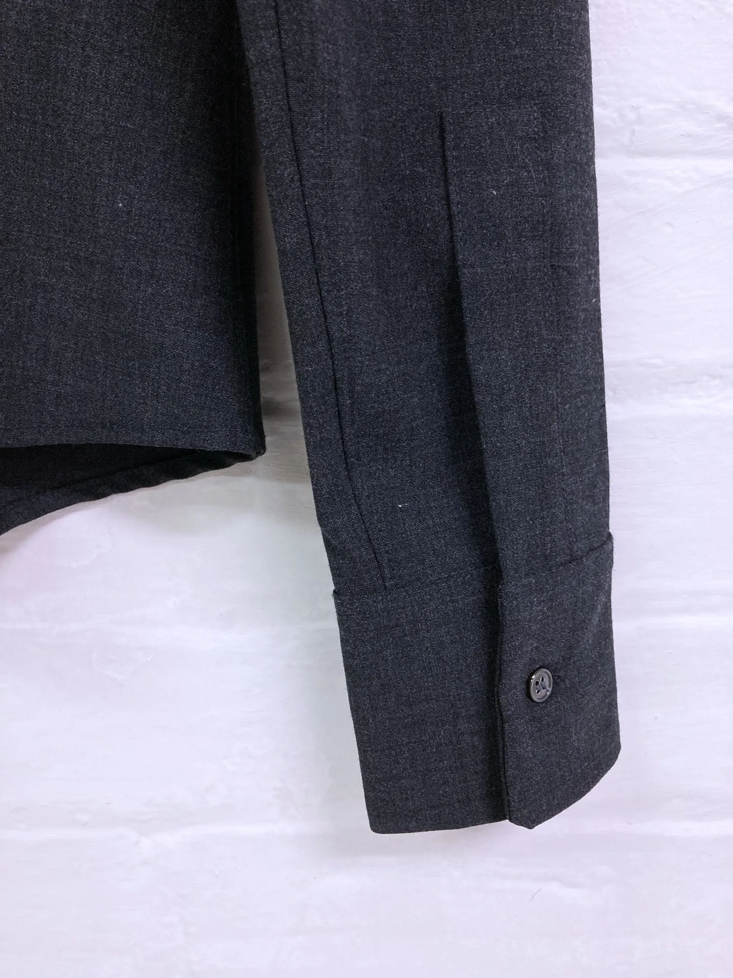 Jean Colonna grey stretch wool long sleeve shirt with welt pockets - sz 42