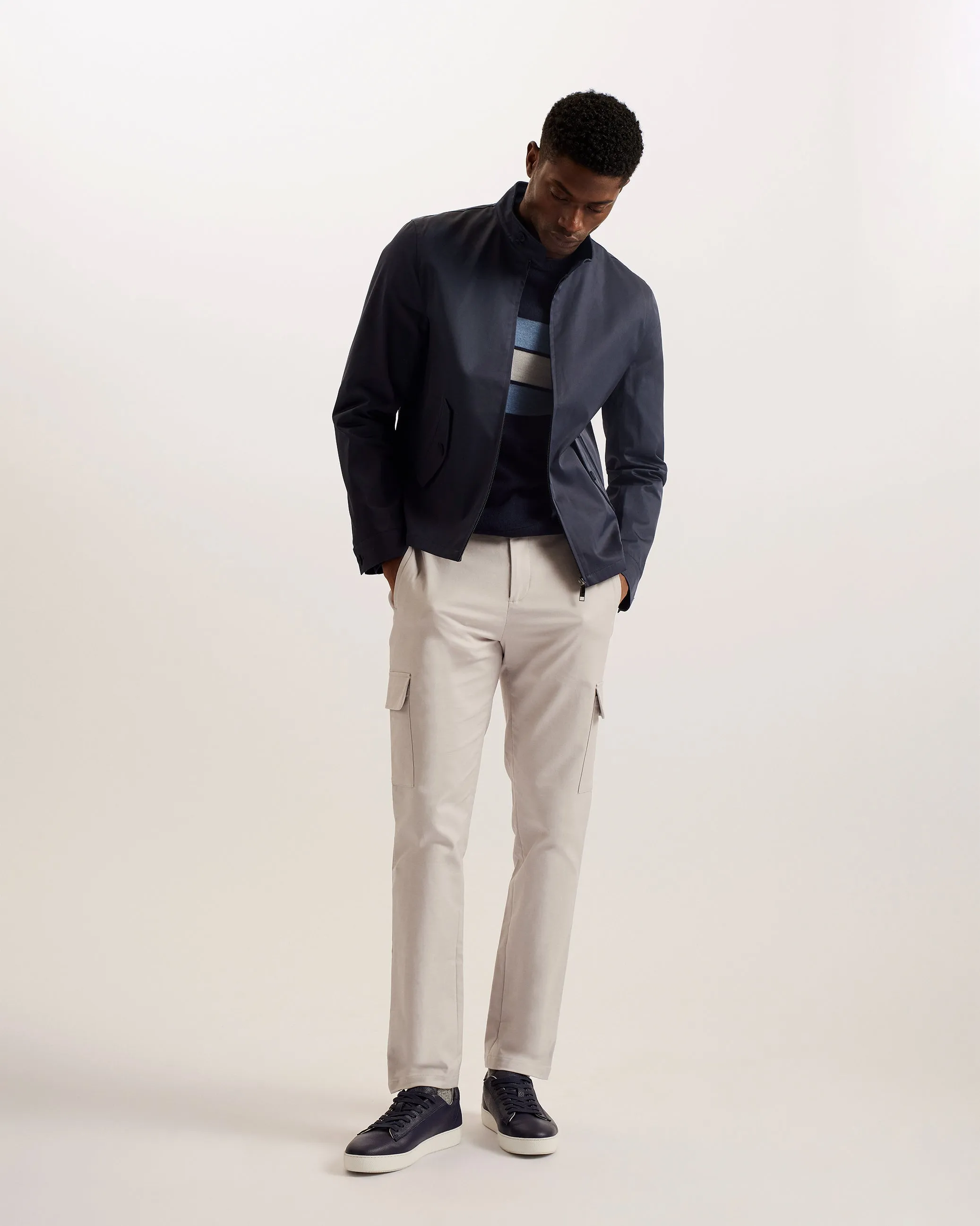 Lehurst Funnel Neck Harrington Jacket Navy