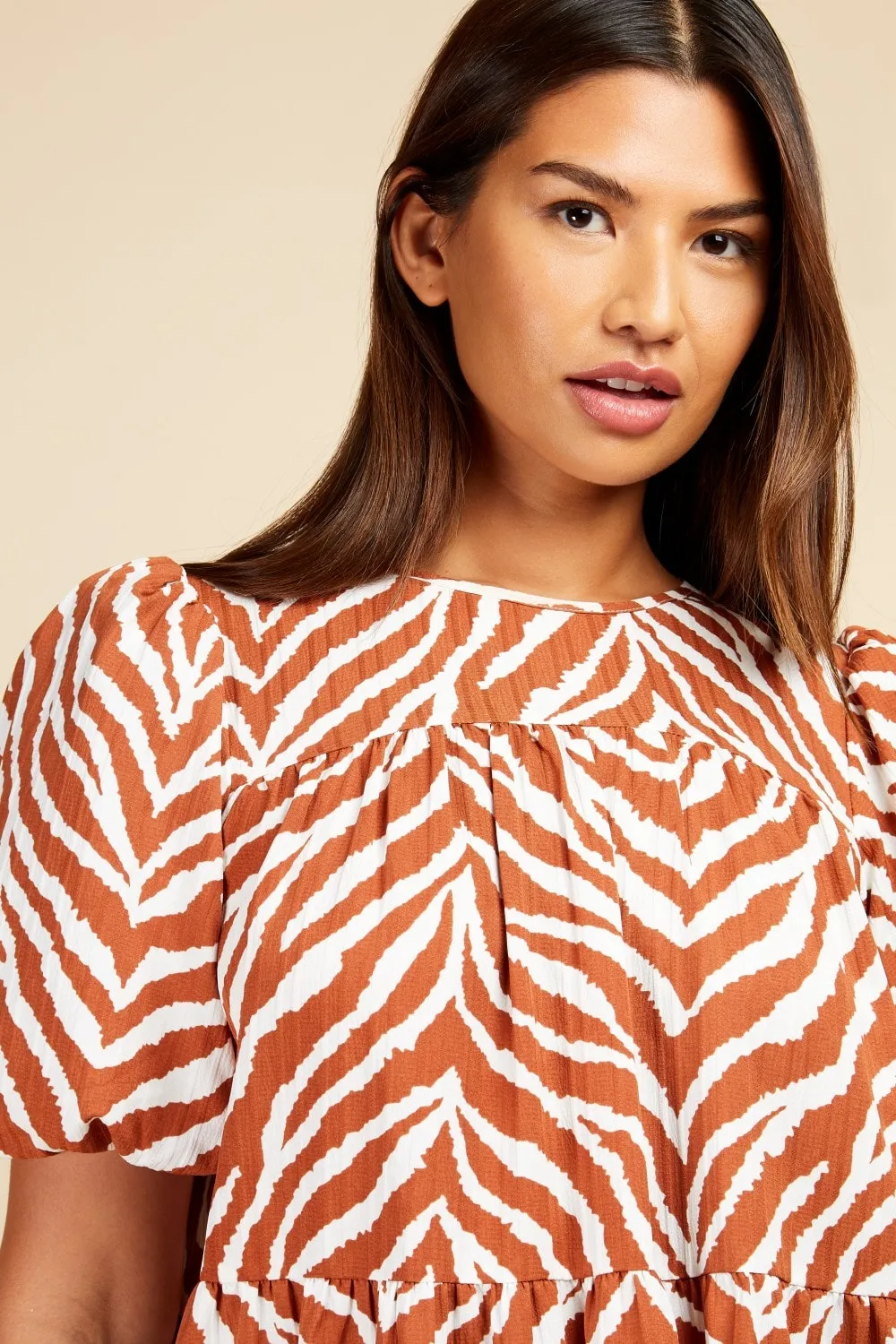 Little Mistress Zebra Print Mini Smock Dress