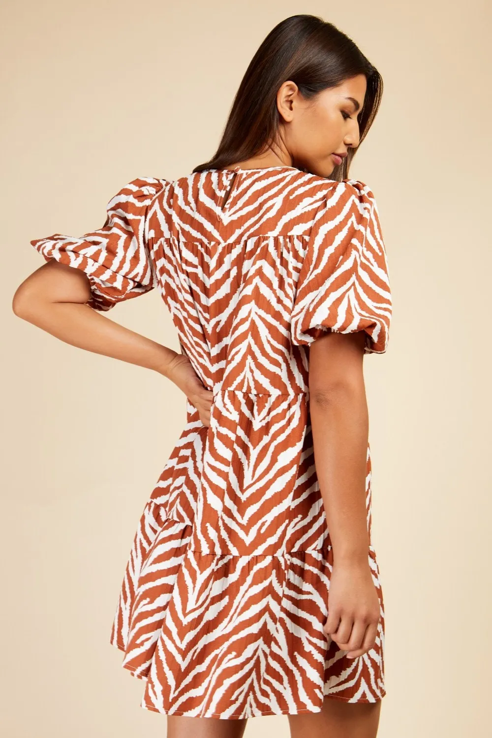 Little Mistress Zebra Print Mini Smock Dress