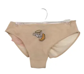 LOVE AND SWANS~ Mesh bikini w coffee and croisssnt embroidery