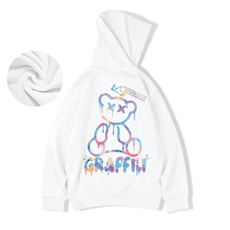 Men's Fleece Hoodie Retro Autumn Casual Pullover Hooded Sweatshirts Hoodies Clothes