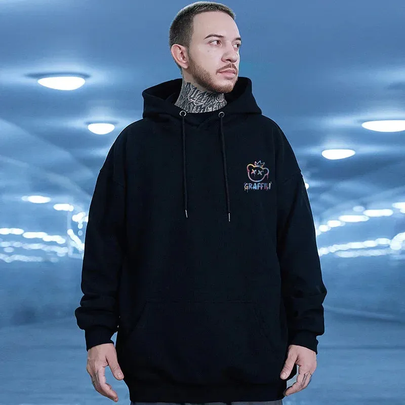 Men's Fleece Hoodie Retro Autumn Casual Pullover Hooded Sweatshirts Hoodies Clothes