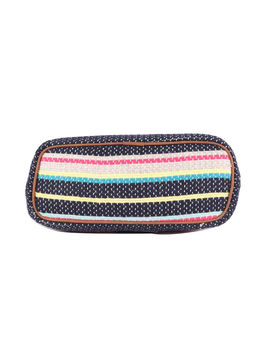 Multi Acrylic Stripe Mini Shopper Bag With Tassels