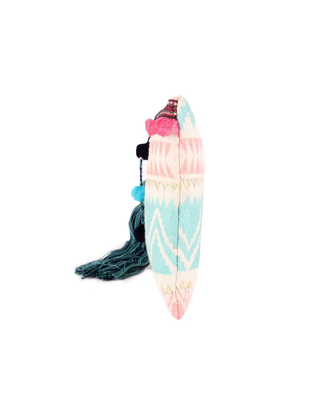 Multi Birght Pastel Woven Makeup/Travel Pouch With Tassels