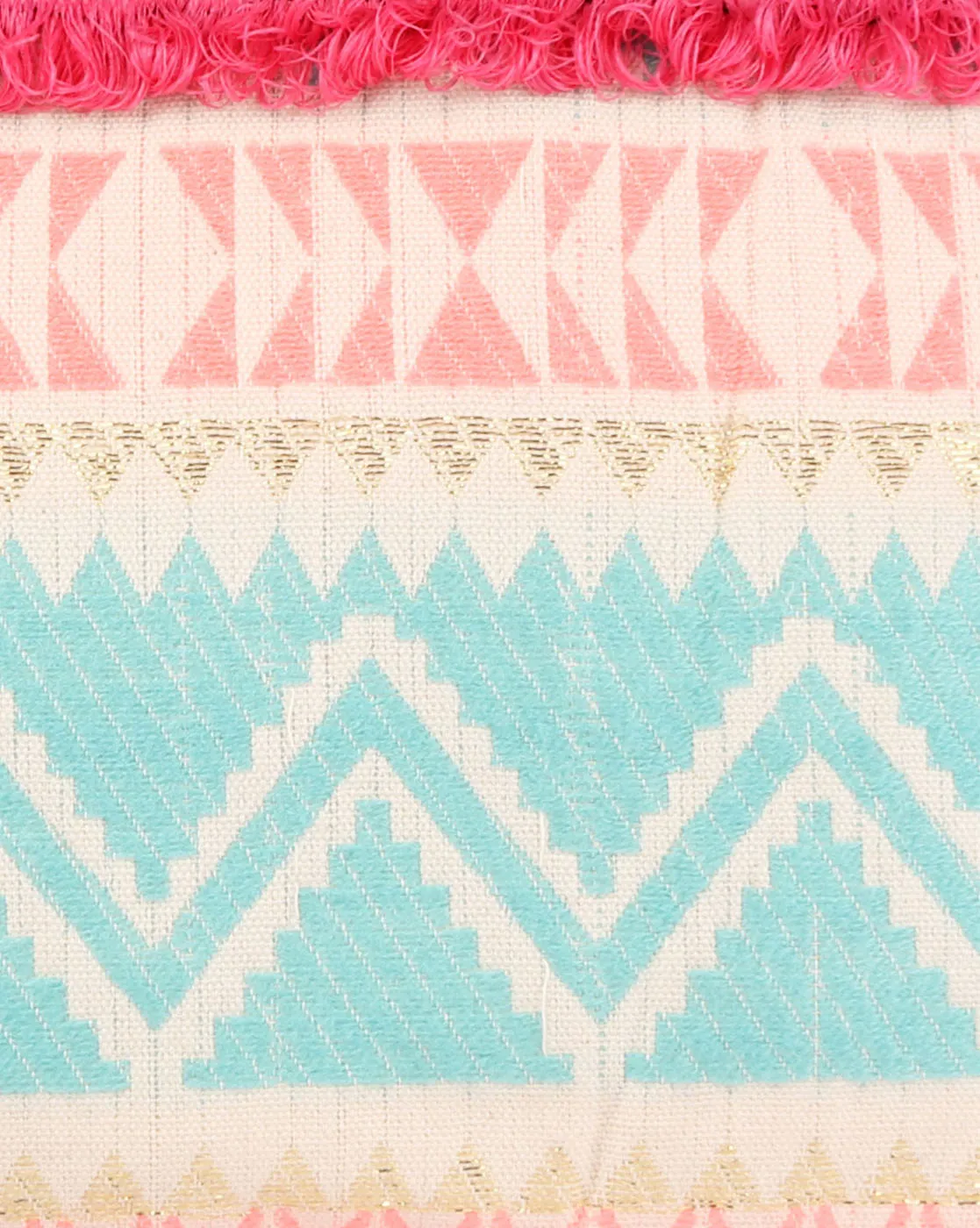 Multi Birght Pastel Woven Makeup/Travel Pouch With Tassels
