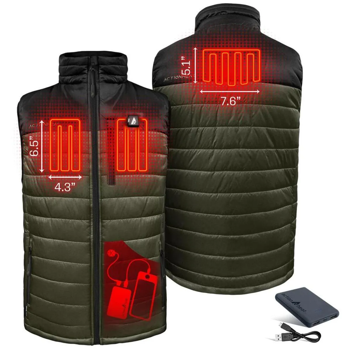 Open Box ActionHeat 5V Men's Pocono Insulated Puffer Heated Vest