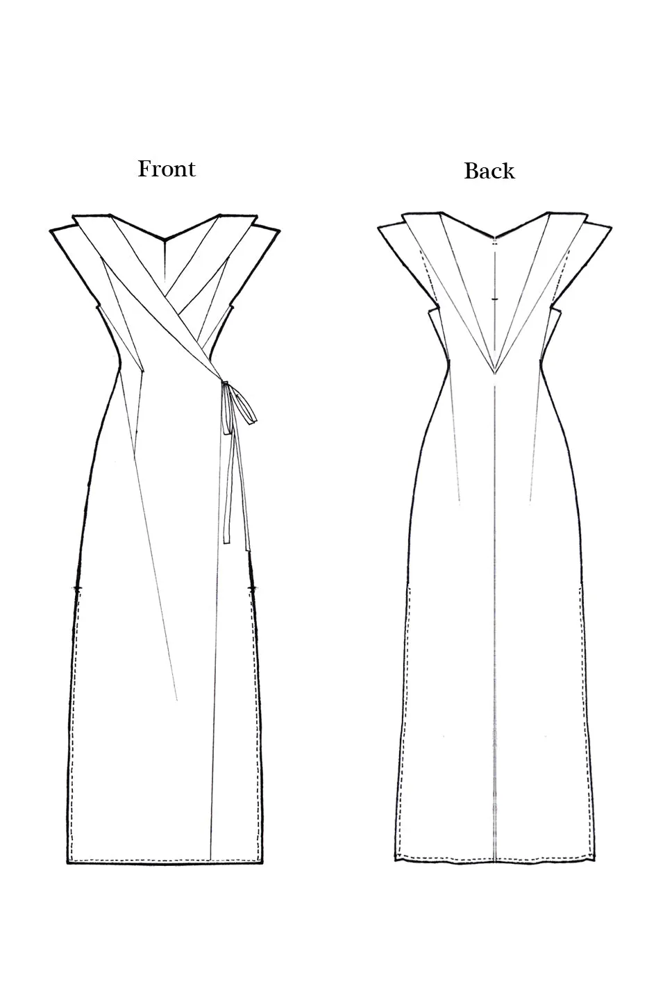 Origami Shawl Collar Viscose Dress / Print