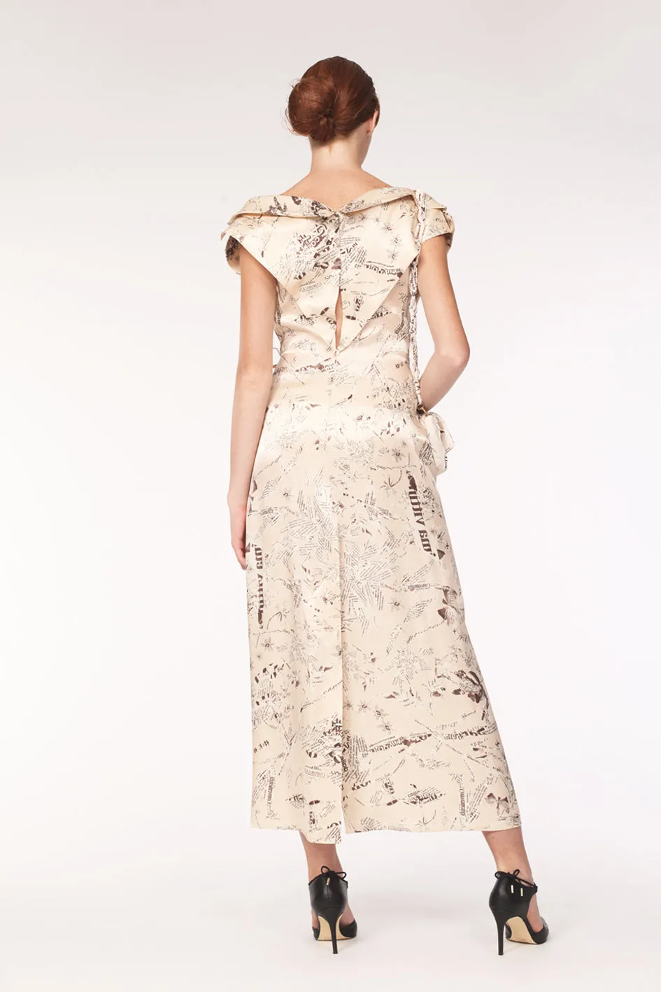 Origami Shawl Collar Viscose Dress / Print