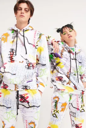 Parallel Graffiti Print Hoodie