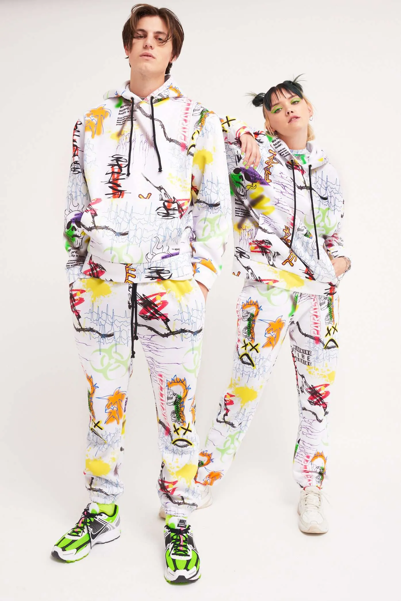 Parallel Graffiti Print Hoodie