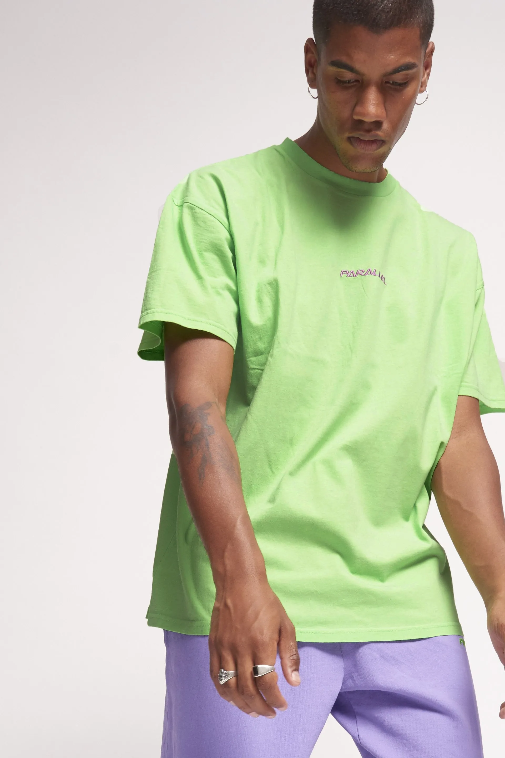 Parallel Green Embroidered T-Shirt
