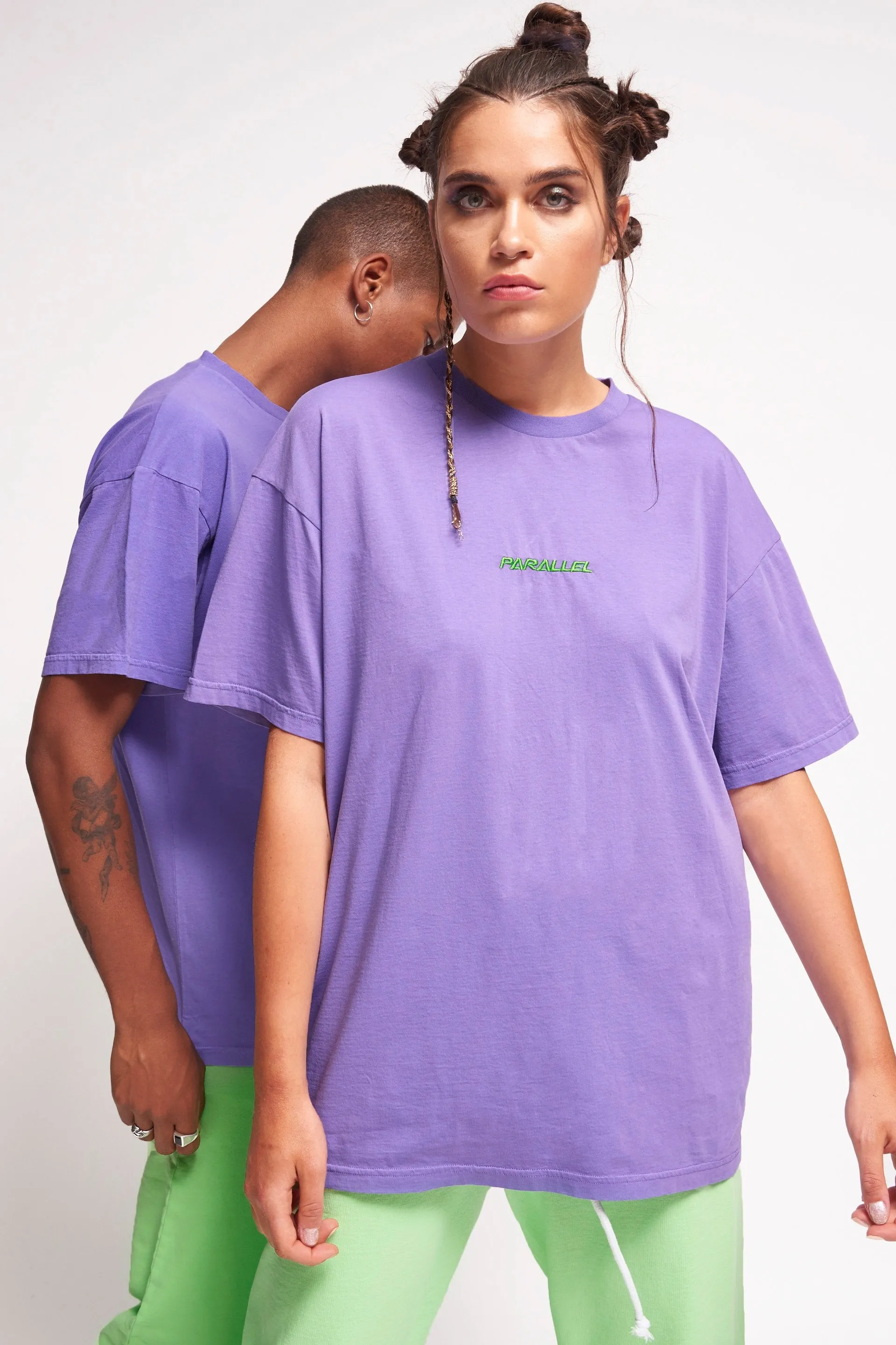 Parallel Purple Embroidered T-Shirt