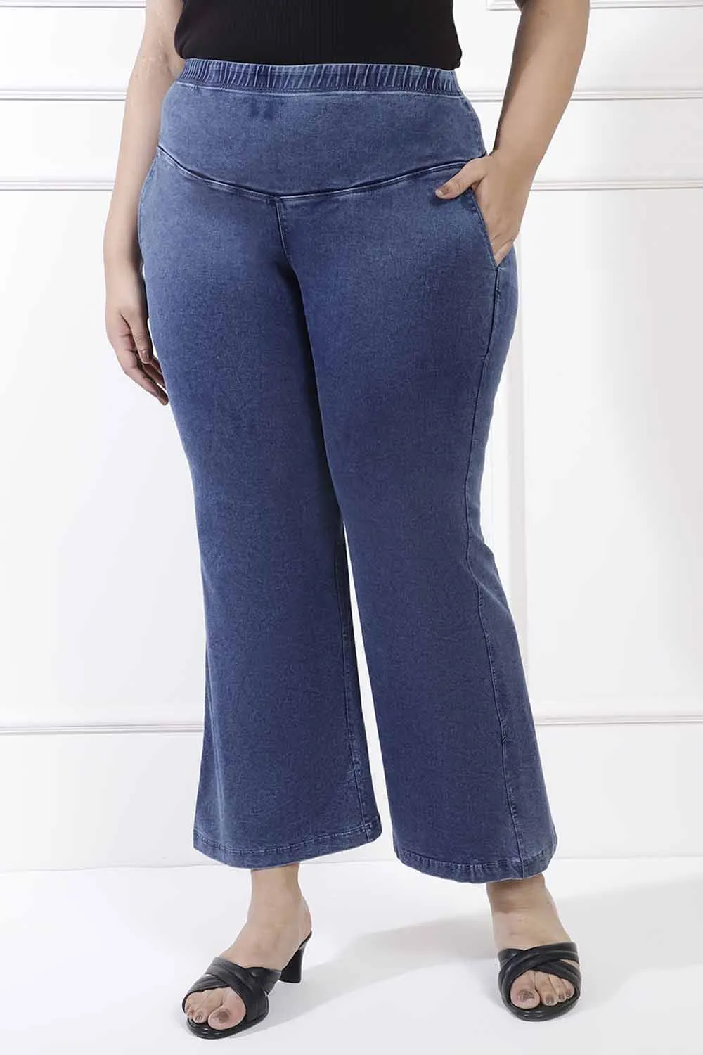 Plus Size Yale Blue Flare Jeans