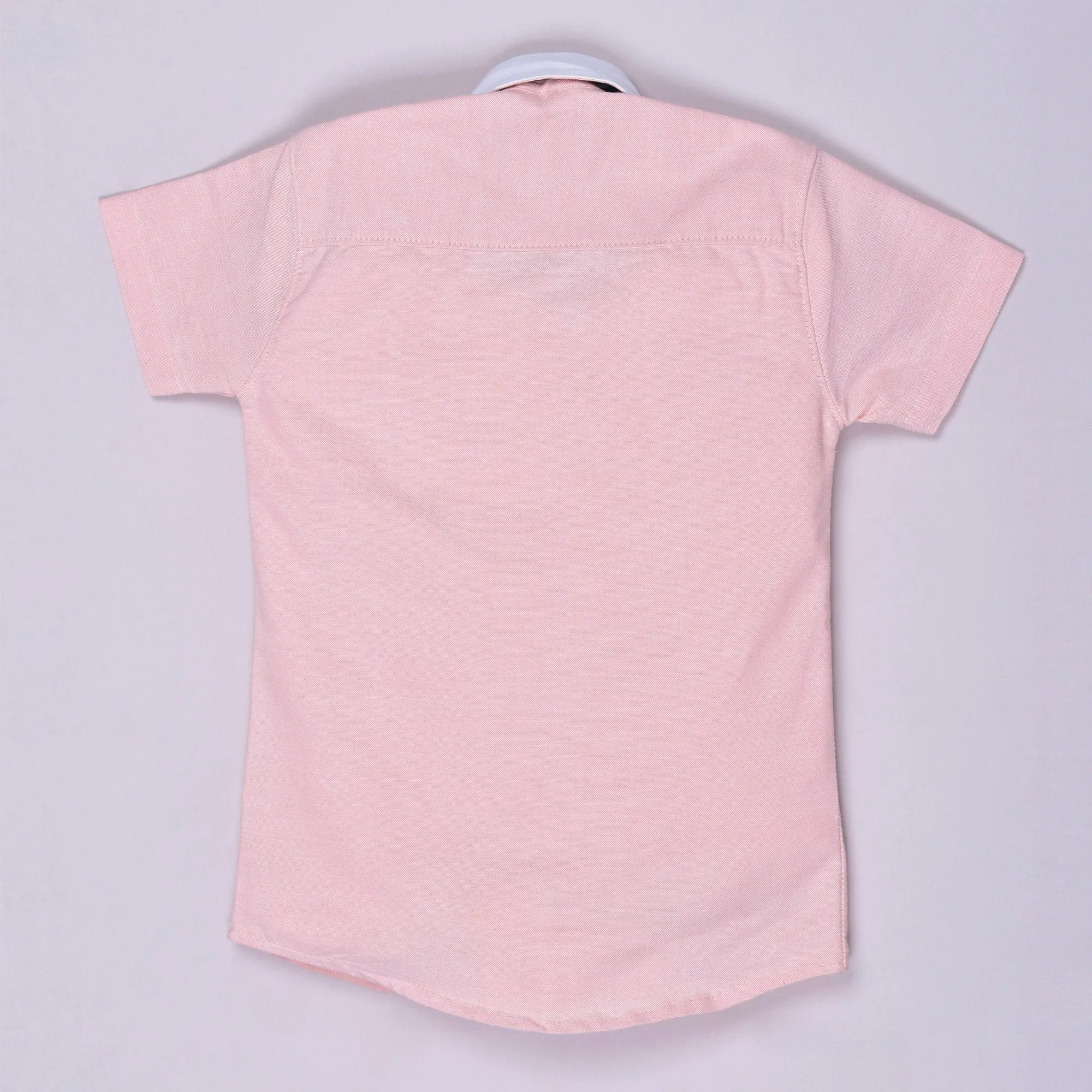 Polka Tots Half Sleeves Plain Shirt With Dual Bow Tie - Pink
