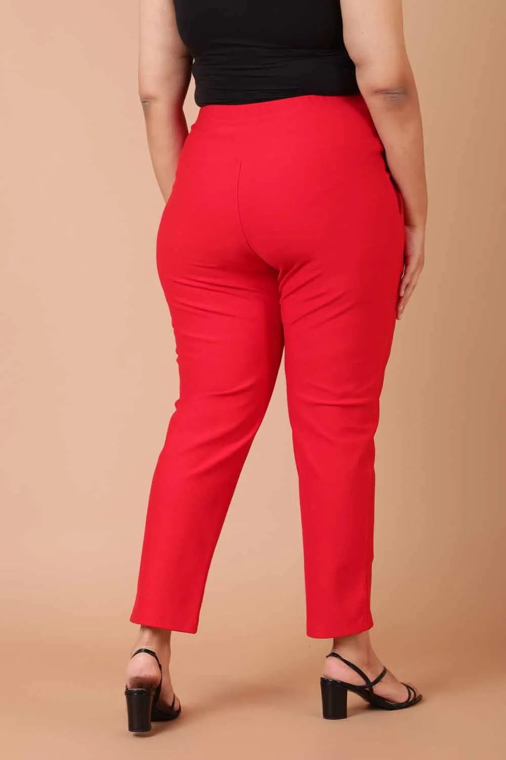 Red Crease Seam Tummy Tucker Pants