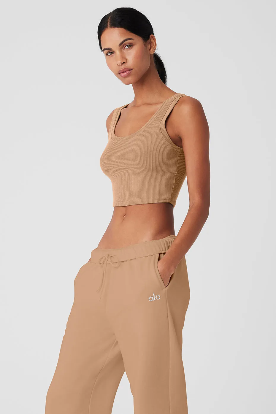 Ribbed Wellness Tank - Toasted Almond