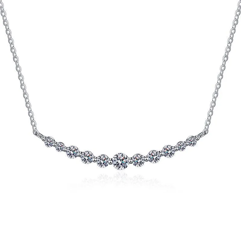 S925 Sterling Silver Moissanite Necklace Light Luxury High-grade 11 Karat D Color
