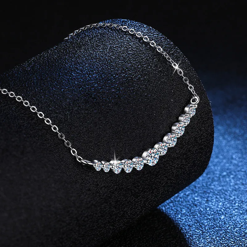 S925 Sterling Silver Moissanite Necklace Light Luxury High-grade 11 Karat D Color