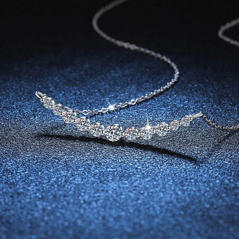 S925 Sterling Silver Moissanite Necklace Light Luxury High-grade 11 Karat D Color