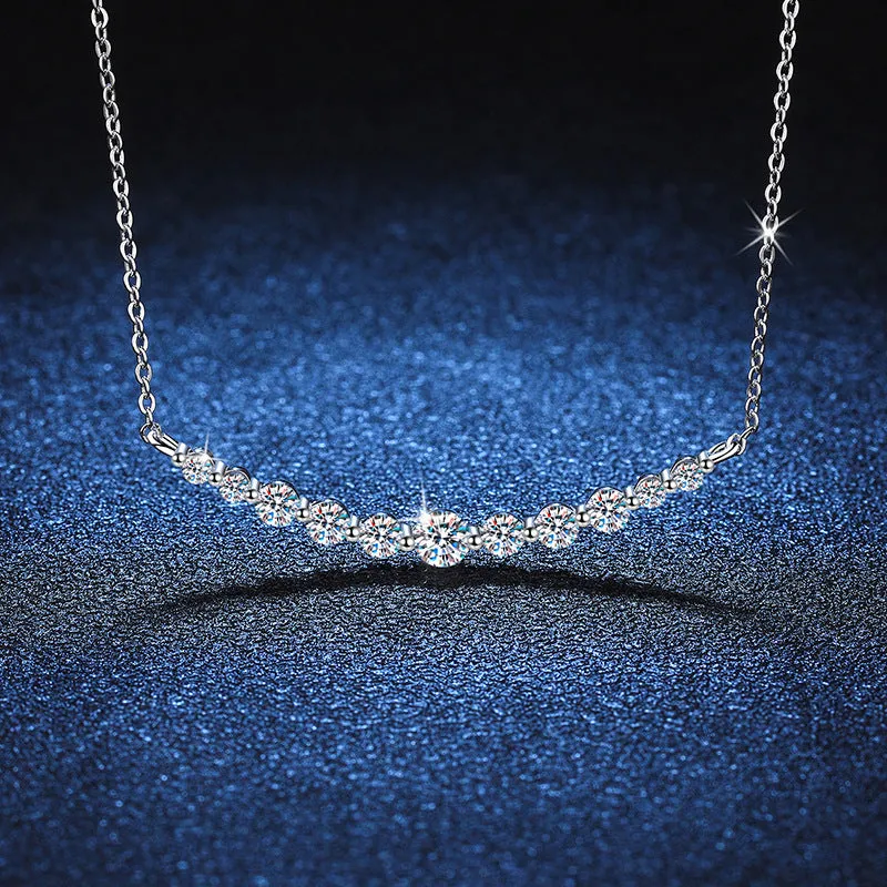 S925 Sterling Silver Moissanite Necklace Light Luxury High-grade 11 Karat D Color