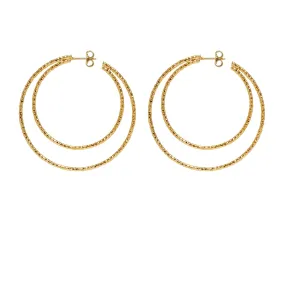 Sparkly Double Hoop Earrings - Gold