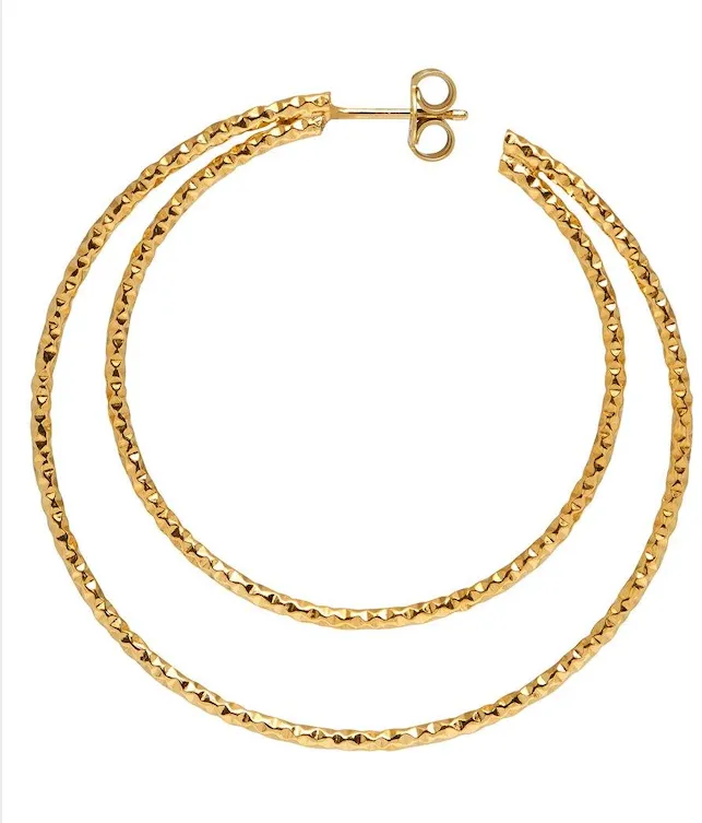 Sparkly Double Hoop Earrings - Gold