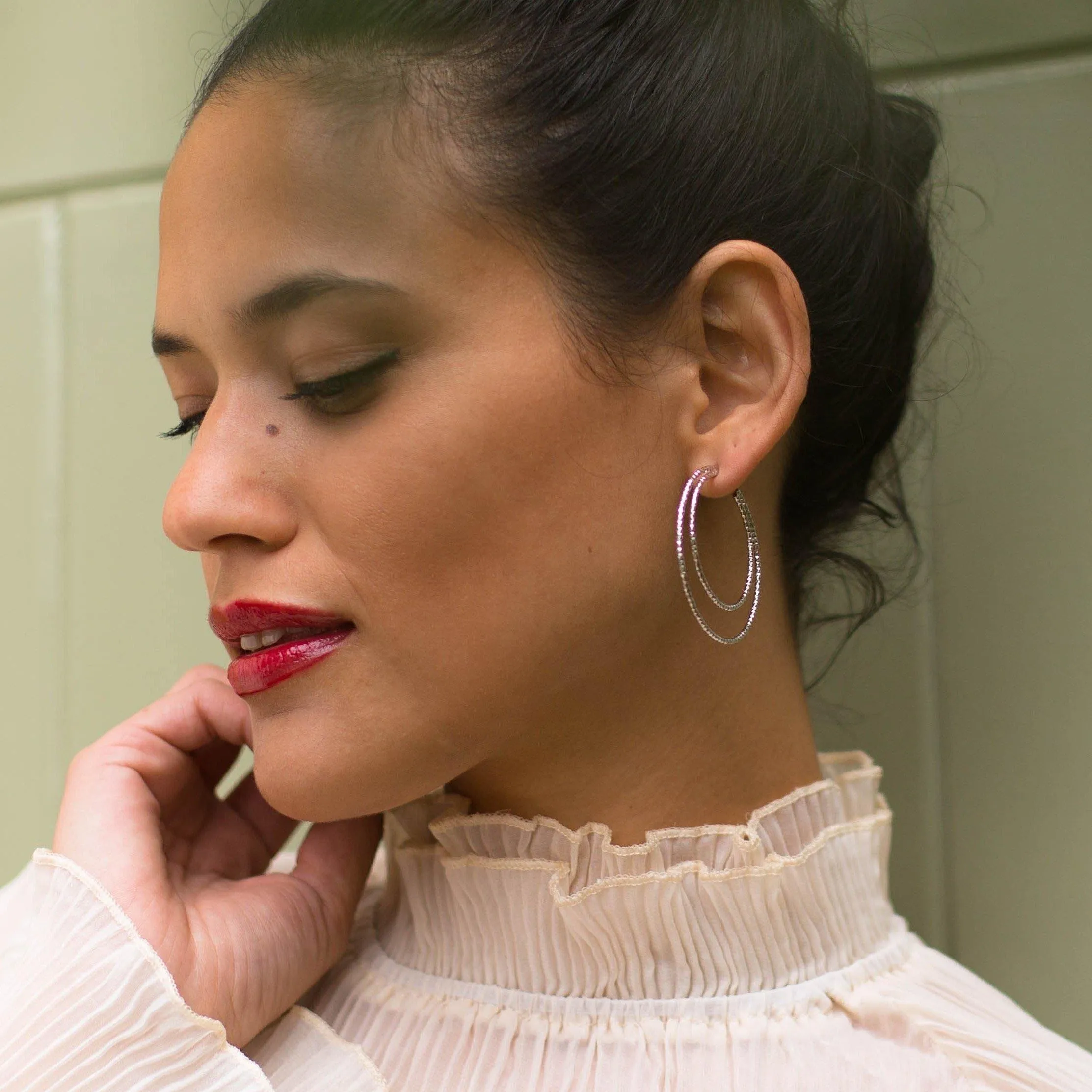 Sparkly Double Hoop Earrings - Gold