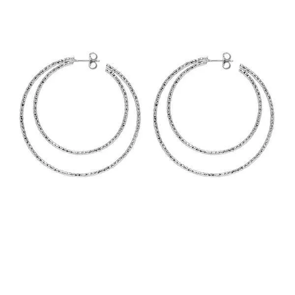 Sparkly Double Hoop Earrings - Gold