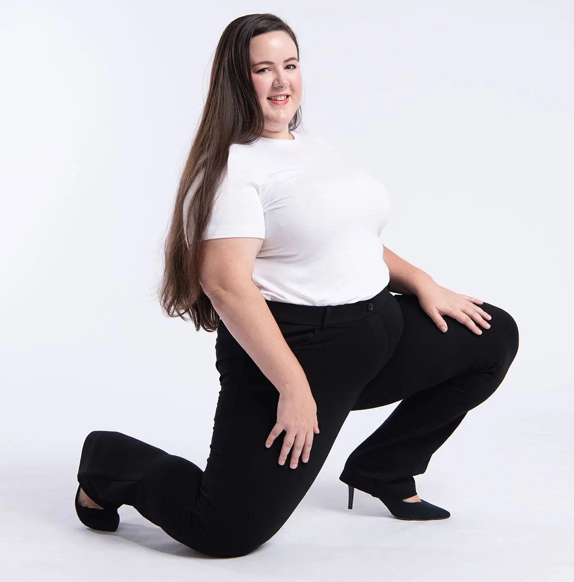 Straight-Leg | 7-Pocket Dress Pant Yoga Pants (Black)