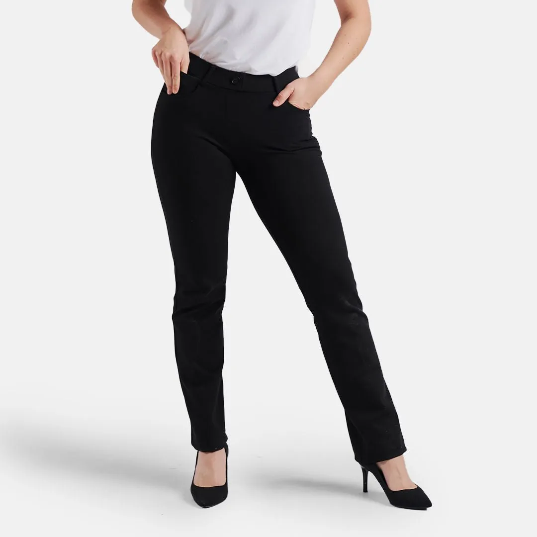 Straight-Leg | 7-Pocket Dress Pant Yoga Pants (Black)