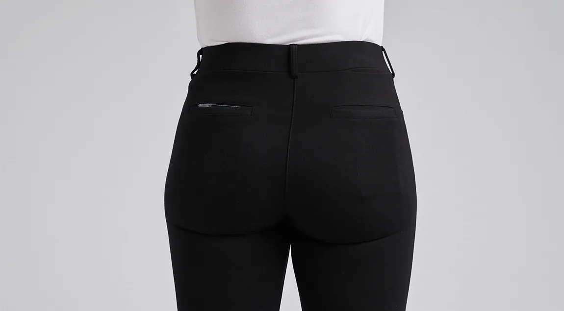 Straight-Leg | 7-Pocket Dress Pant Yoga Pants (Black)