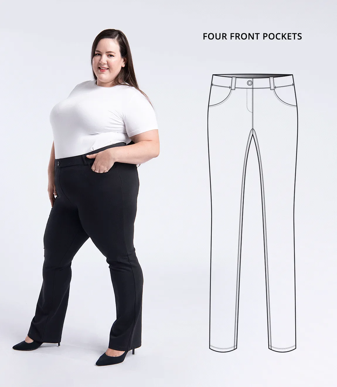 Straight-Leg | 7-Pocket Dress Pant Yoga Pants (Black)