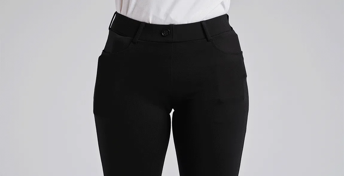 Straight-Leg | 7-Pocket Dress Pant Yoga Pants (Black)