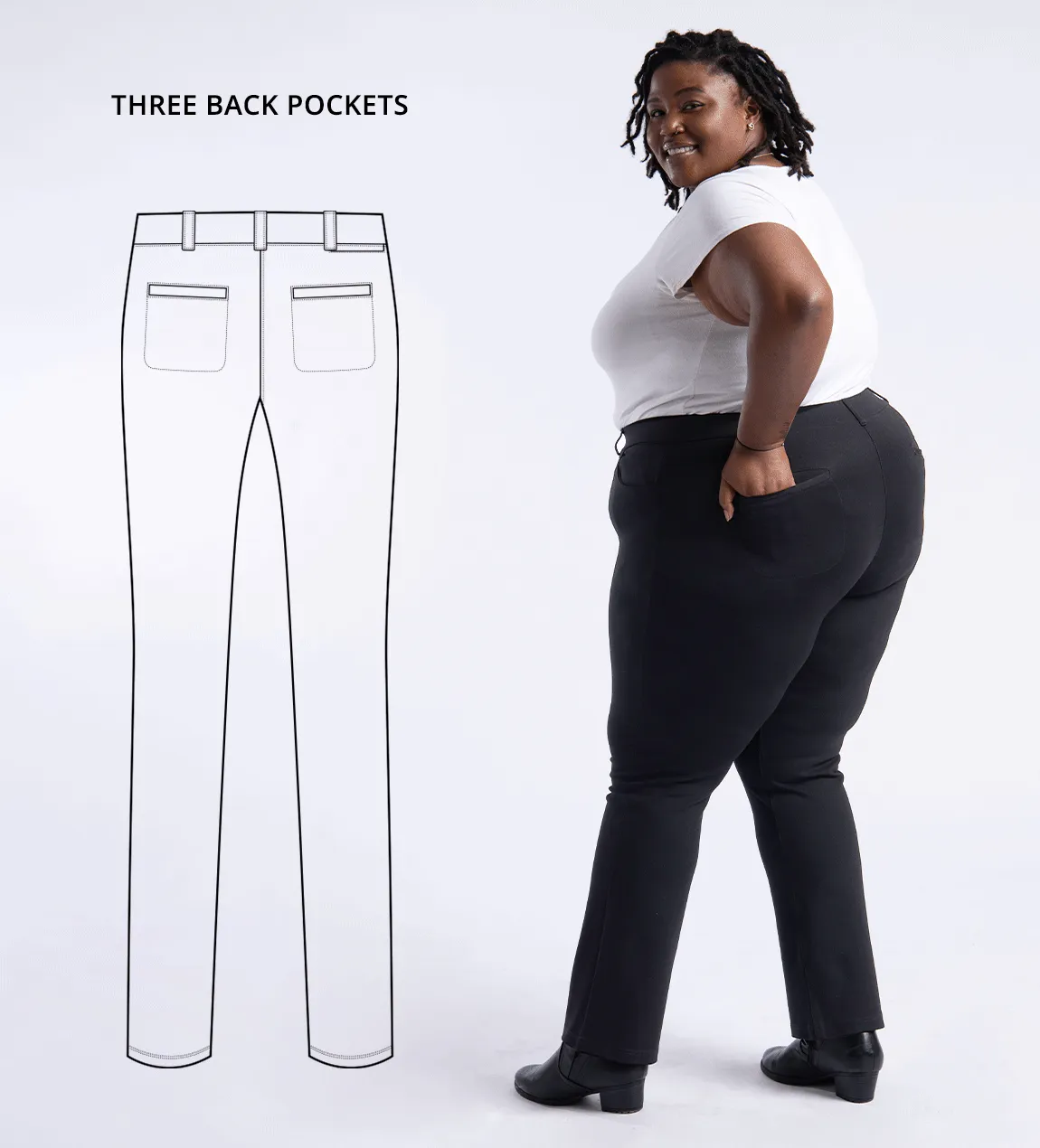 Straight-Leg | 7-Pocket Dress Pant Yoga Pants (Black)