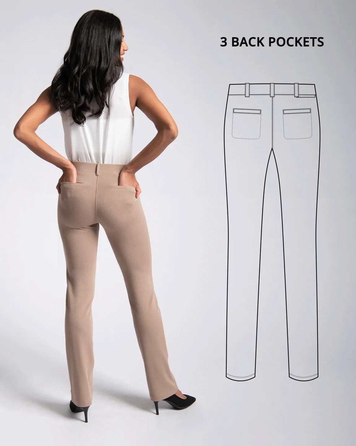 Straight-Leg | 7-Pocket Dress Pant Yoga Pants (Khaki Twill)