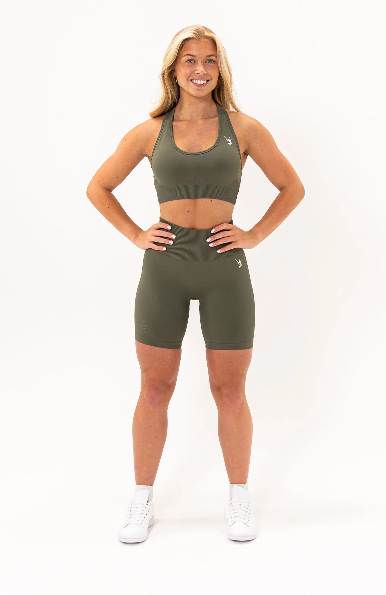 Unlimited Seamless Shorts & Sports Bra Set - Olive Fade