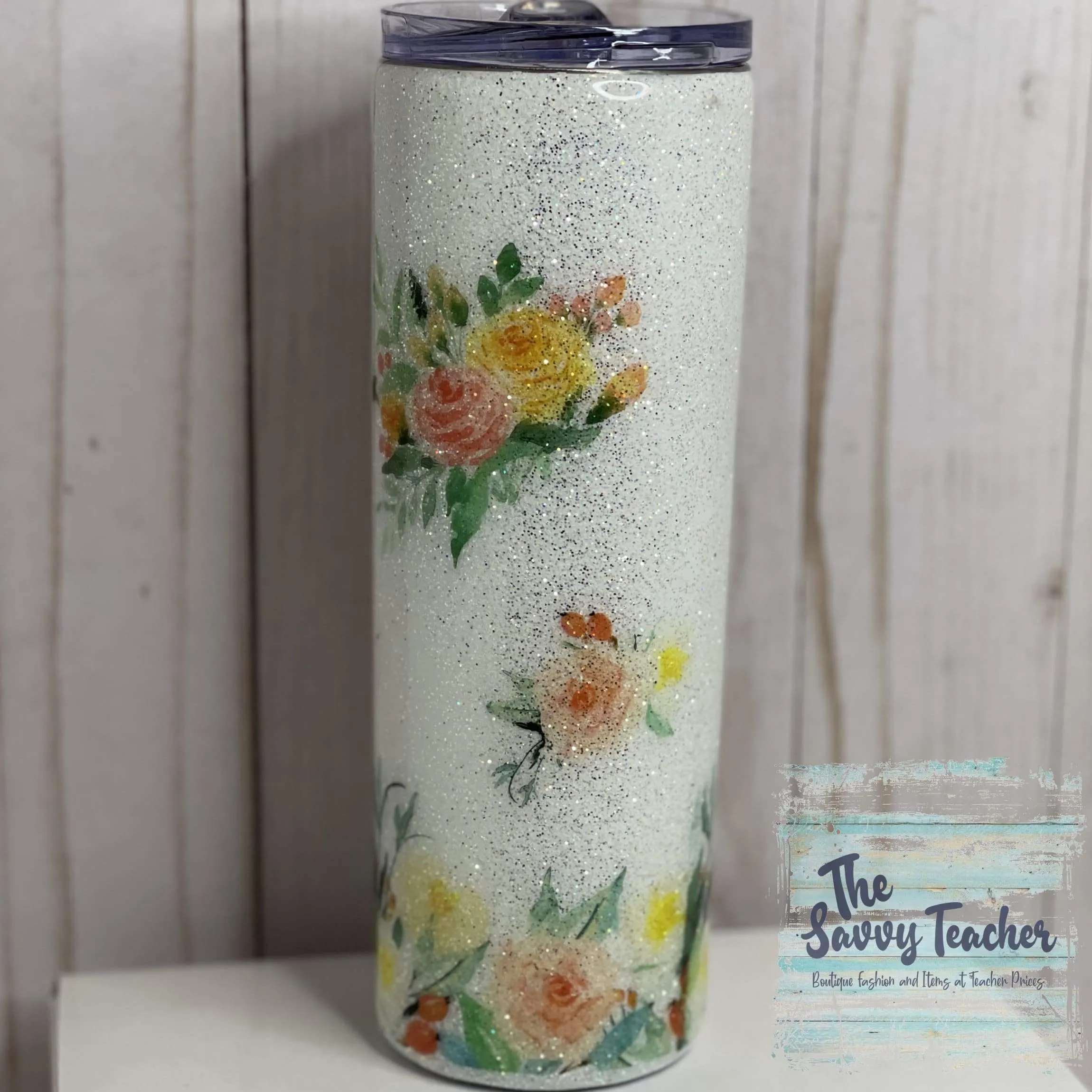 White Floral Glitter - Bitches get Stuff done