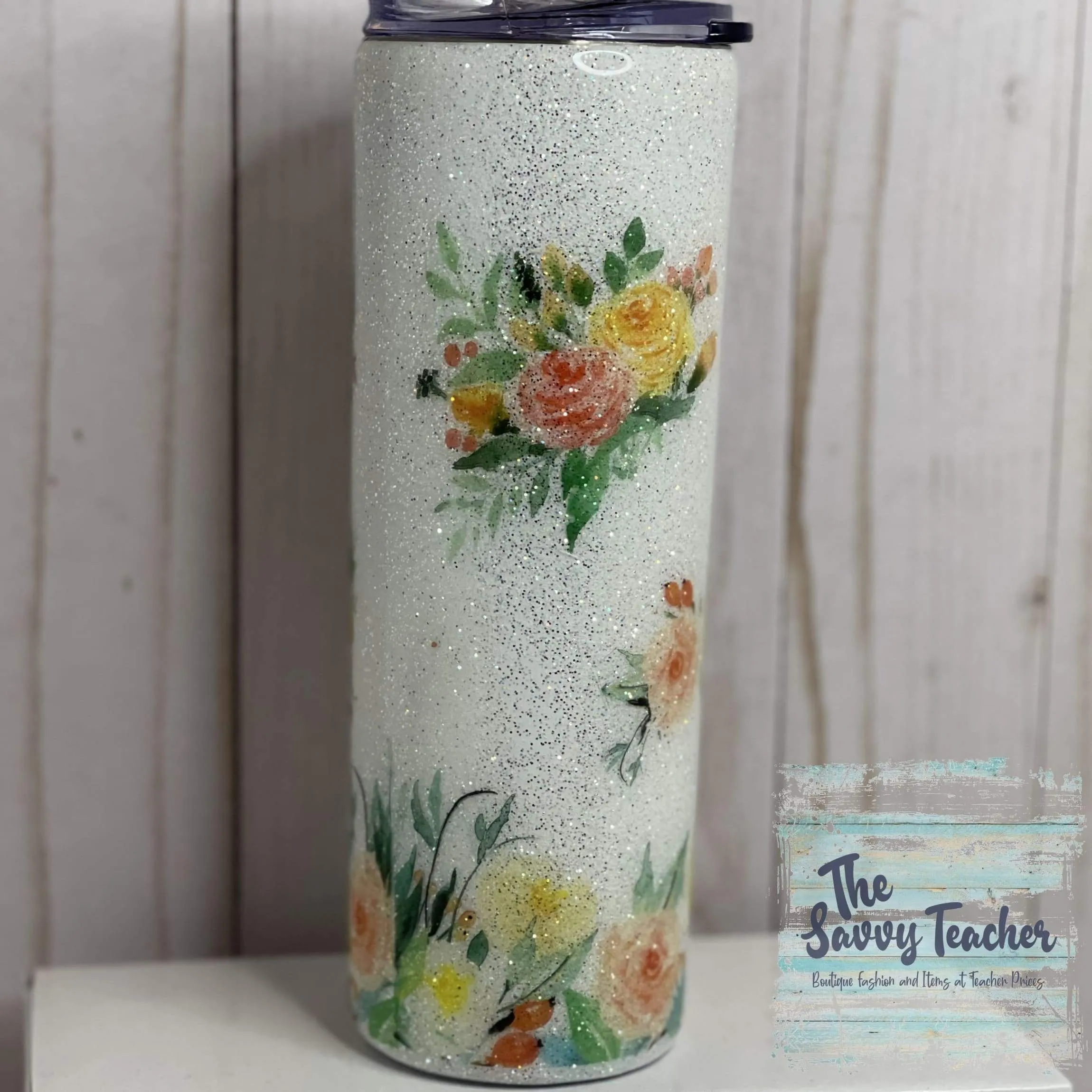White Floral Glitter - Bitches get Stuff done