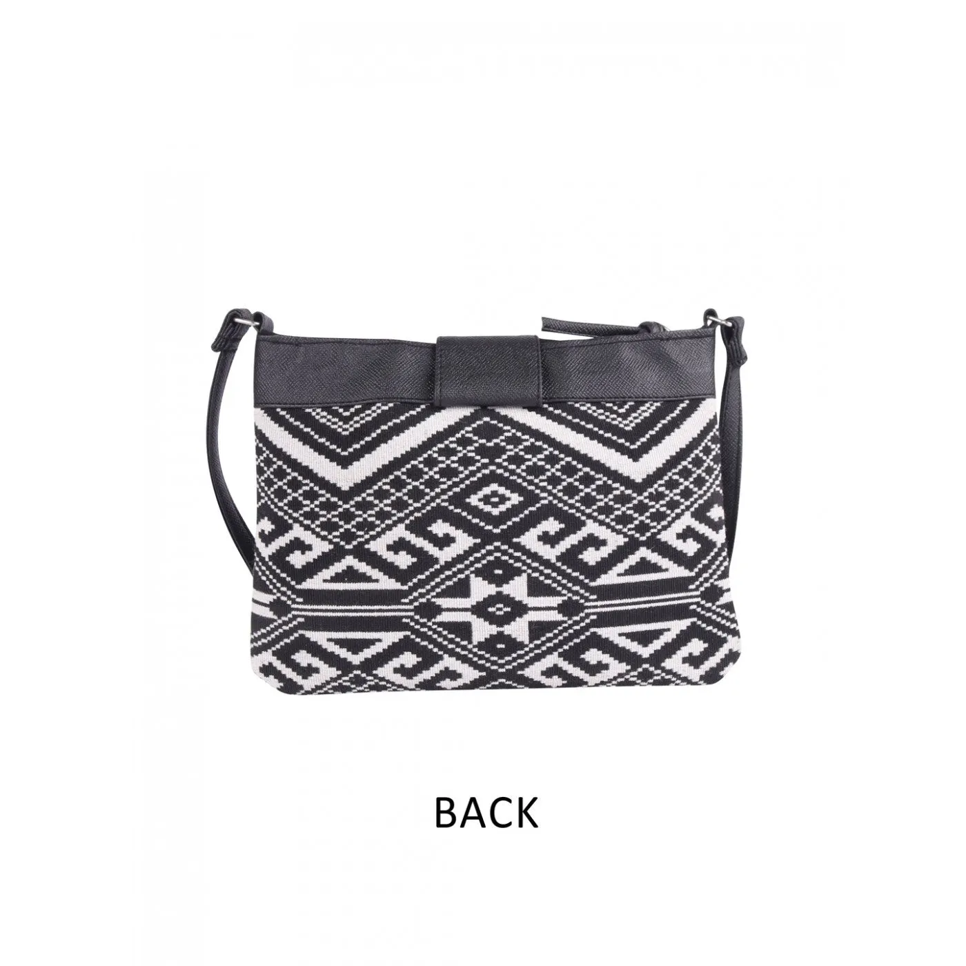 Women Black & White Color Striped Crossbody Sling With Pu Strap