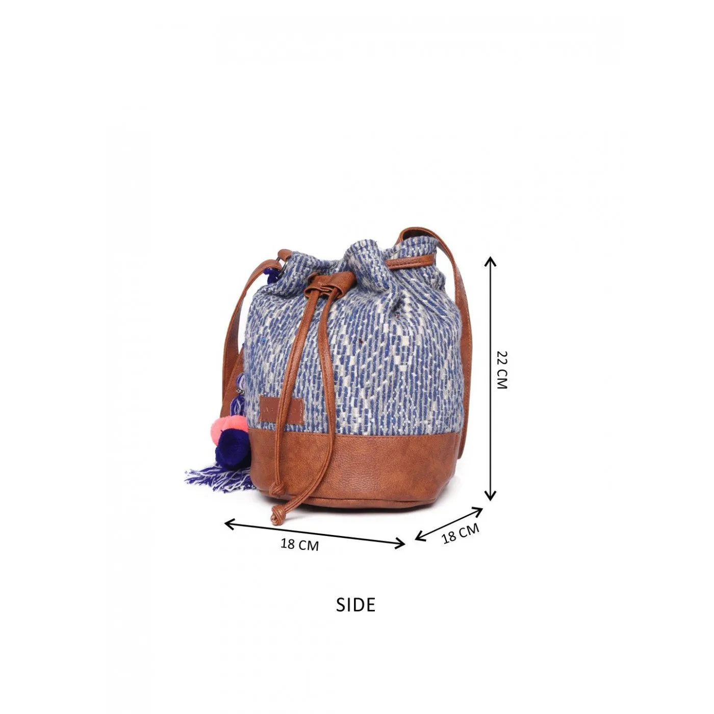 Women Multi Aztec Jacquard Sling Bag With Drawstring Closure